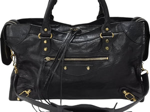 BALENCIAGA バレンシアガ ザシティ 2WAYバッグ ハンドバッグ ショルダーバッグ 115748 レザー ブラック ゴールド金具 美品 中古 4b007877