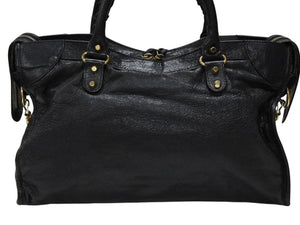 BALENCIAGA バレンシアガ ザシティ 2WAYバッグ ハンドバッグ ショルダーバッグ 115748 レザー ブラック ゴールド金具 美品 中古 4b007877