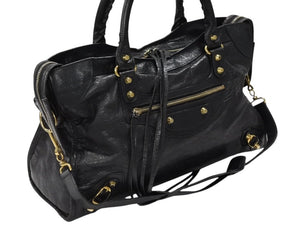 BALENCIAGA バレンシアガ ザシティ 2WAYバッグ ハンドバッグ ショルダーバッグ 115748 レザー ブラック ゴールド金具 美品 中古 4b007877