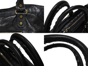 BALENCIAGA バレンシアガ ザシティ 2WAYバッグ ハンドバッグ ショルダーバッグ 115748 レザー ブラック ゴールド金具 美品 中古 4b007877