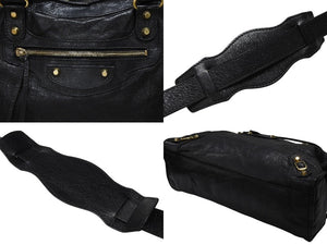 BALENCIAGA バレンシアガ ザシティ 2WAYバッグ ハンドバッグ ショルダーバッグ 115748 レザー ブラック ゴールド金具 美品 中古 4b007877