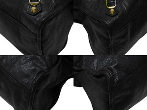 BALENCIAGA バレンシアガ ザシティ 2WAYバッグ ハンドバッグ ショルダーバッグ 115748 レザー ブラック ゴールド金具 美品 中古 4b007877