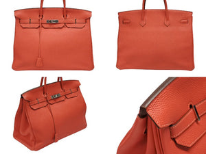 極美品 HERMES エルメス バーキン40 ハンドバッグ ◻︎R刻印 トゴ ルージュピヴォワンヌ シルバー金具 2014年 内縫い 中古 4b007882