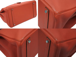 極美品 HERMES エルメス バーキン40 ハンドバッグ ◻︎R刻印 トゴ ルージュピヴォワンヌ シルバー金具 2014年 内縫い 中古 4b007882