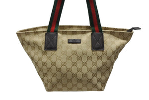 極美品 GUCCI グッチ ハンドバッグ シェリーライン 374433 イタリア製 ベージュ レッド グリーン GGキャンバス レザー 中古 4b007884