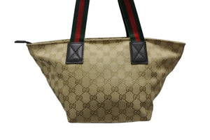 極美品 GUCCI グッチ ハンドバッグ シェリーライン 374433 イタリア製 ベージュ レッド グリーン GGキャンバス レザー 中古 4b007884
