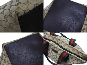 極美品 GUCCI グッチ ハンドバッグ シェリーライン 374433 イタリア製 ベージュ レッド グリーン GGキャンバス レザー 中古 4b007884