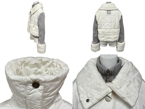 極美品 CHANEL シャネル スポーツライン 切り替え ニットダウンジャケット P16399W02678 サイズ38 ココマーク ホワイト グレー 中古 4b007888