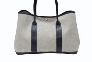 極美品 HERMES エルメス ガーデンパーティPM ハンドバッグ トートバッグ □G刻印 トワルアッシュ ナチュラル ブラック 中古 4b007889