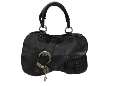 極美品 Christian Dior クリスチャンディオール ガウチョ レザーハンドバッグ 05-MA-0056 ブラック サドル ガリアーノ期 中古 4b007892