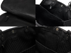 極美品 Christian Dior クリスチャンディオール ガウチョ レザーハンドバッグ 05-MA-0056 ブラック サドル ガリアーノ期 中古 4b007892