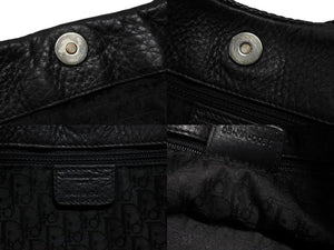 極美品 Christian Dior クリスチャンディオール ガウチョ レザーハンドバッグ 05-MA-0056 ブラック サドル ガリアーノ期 中古 4b007892