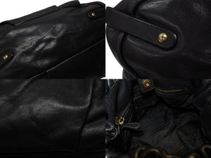 PRADA プラダ ギャザー 2WAYバッグ ハンドバッグ ショルダーバッグ カーフレザー ブラック ゴールド金具 美品 中古 4b007894