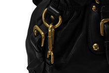 Load image into Gallery viewer, PRADA プラダ ギャザー 2WAYバッグ ハンドバッグ ショルダーバッグ カーフレザー ブラック ゴールド金具 美品 中古 4b007894