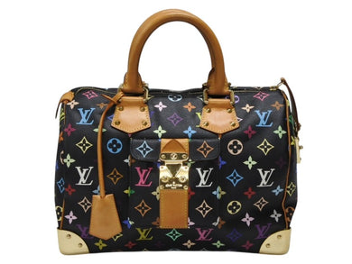 極美品 LOUIS VUITTON ルイヴィトン スピーディ30 ハンドバッグ M92642 モノグラム マルチカラー ブラック ゴールド金具 村上隆 中古 4b007898