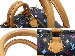極美品 LOUIS VUITTON ルイヴィトン スピーディ30 ハンドバッグ M92642 モノグラム マルチカラー ブラック ゴールド金具 村上隆 中古 4b007898