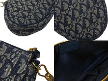Load image into Gallery viewer, 極美品 Christian Dior クリスチャンディオール サドルポーチ アクセサリーポーチ MC 0071 ネイビー トロッター柄 ガリアーノ期 中古 4b007899