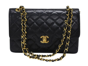 CHANEL シャネル マトラッセ23 Wフラップ Wチェーンショルダーバッグ 1番台 ココマーク ラムスキン ブラック 美品 中古 4b007900