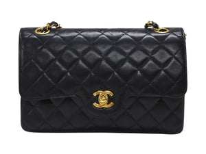 CHANEL シャネル マトラッセ23 Wフラップ Wチェーンショルダーバッグ 1番台 ココマーク ラムスキン ブラック 美品 中古 4b007900