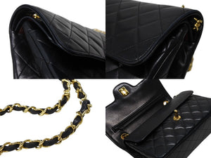 CHANEL シャネル マトラッセ23 Wフラップ Wチェーンショルダーバッグ 1番台 ココマーク ラムスキン ブラック 美品 中古 4b007900