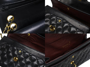 CHANEL シャネル マトラッセ23 Wフラップ Wチェーンショルダーバッグ 1番台 ココマーク ラムスキン ブラック 美品 中古 4b007900
