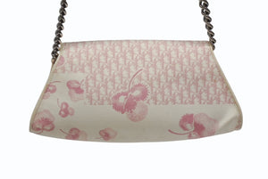 CHRISTIAN DIOR クリスチャンディオール トロッターライン ショルダーバッグ BO A 1024 ホワイト ピンク シルバー金具 美品 中古 4b007902