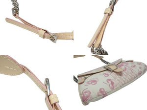 CHRISTIAN DIOR クリスチャンディオール トロッターライン ショルダーバッグ BO A 1024 ホワイト ピンク シルバー金具 美品 中古 4b007902