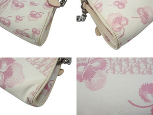 CHRISTIAN DIOR クリスチャンディオール トロッターライン ショルダーバッグ BO A 1024 ホワイト ピンク シルバー金具 美品 中古 4b007902