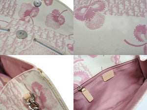 CHRISTIAN DIOR クリスチャンディオール トロッターライン ショルダーバッグ BO A 1024 ホワイト ピンク シルバー金具 美品 中古 4b007902