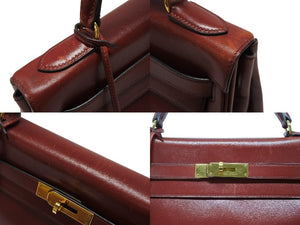エルメス ケリー32 内縫い ルージュアッシュ ○Y刻印 カーフスキン ゴールド金具 ハンドバッグ 2WAY 美品 中古 4b007904