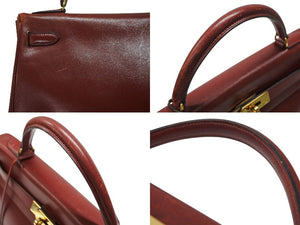 エルメス ケリー32 内縫い ルージュアッシュ ○Y刻印 カーフスキン ゴールド金具 ハンドバッグ 2WAY 美品 中古 4b007904