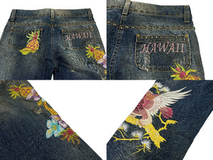 DOLCE&GABBANA ドルチェアンドガッバーナ レアモデル ヴィンテージデニムパンツ クラッシュ加工 スタッズ 刺繍 コットン サイズ40 美品 中古 4b007916