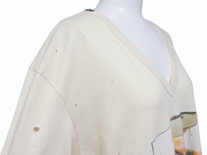 DOLCE＆GABBANA×PEPSI ドルチェ&ガッバーナVネック プリント 半袖 Tシャツ G8126T/G7200 ダメージ加工 サイズ52 美品 中古 4b007920