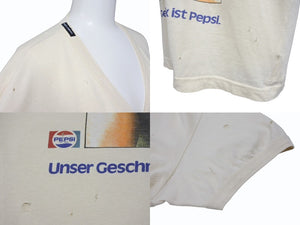 DOLCE＆GABBANA×PEPSI ドルチェ&ガッバーナVネック プリント 半袖 Tシャツ G8126T/G7200 ダメージ加工 サイズ52 美品 中古 4b007920