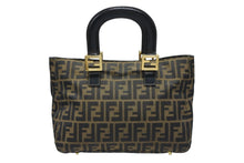 Load image into Gallery viewer, FENDI フェンディ ハンドバッグ トートバッグ ズッカ柄 キャンバス ブラウン ゴールド金具 美品 中古 4b007935