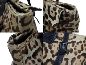 FENDI フェンディ ハンドバッグ 26572 ジャガーパターン ハラコ レザー ブラウン ベージュ ブラック シルバー金具 美品 中古 4b007937