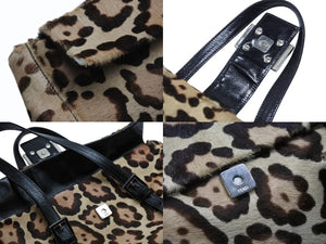 FENDI フェンディ ハンドバッグ 26572 ジャガーパターン ハラコ レザー ブラウン ベージュ ブラック シルバー金具 美品 中古 4b007937