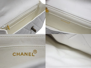 CHANEL シャネル マトラッセ シングルフラップ シングルチェーン トータスシェル ショルダーバッグ ラムスキン ホワイト 美品 中古 4b007942