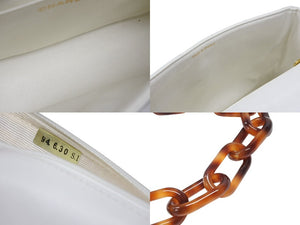 CHANEL シャネル マトラッセ シングルフラップ シングルチェーン トータスシェル ショルダーバッグ ラムスキン ホワイト 美品 中古 4b007942