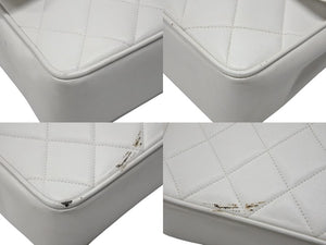CHANEL シャネル マトラッセ シングルフラップ シングルチェーン トータスシェル ショルダーバッグ ラムスキン ホワイト 美品 中古 4b007942