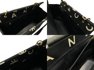 CHANEL シャネル バイシーライン トートバッグ ココマーク アイコン コットンキャンバス レザー ブラック ゴールド金具 美品 中古 4b007946