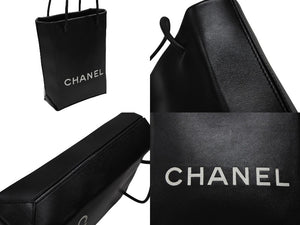 極美品 CHANEL シャネル スモール トート エッセンシャル 12番台 A46880 ラムスキン ロゴ ブラック シルバー金具 中古 4b007948