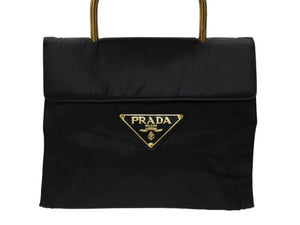 PRADA プラダ ハンドバッグ ワンハンドル トライアングル ロゴ ナイロン ゴールド金具 黒 ブラック 美品 中古 4b007952