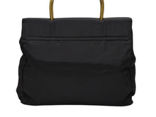 Load image into Gallery viewer, PRADA プラダ ハンドバッグ 33 トライアングルロゴ シングルメタルハンドル イタリア製 ナイロン ブラック ゴールド金具 美品 中古 4b007953
