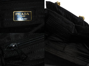 PRADA プラダ ハンドバッグ トライアングル ロゴ ナイロン ゴールド金具 黒 ブラック 美品 中古 4b007954