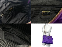 Load image into Gallery viewer, PRADA プラダ チェーンバッグ ショルダーバッグ キルティング イタリア製 ナイロン メタル パープル ゴールド金具 美品 中古 4b007957