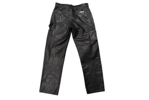 極美品 CHROME HEARTS クロムハーツ フレアニー カーペンター レザーパンツ ブラック シルバー925 ロゴ サイズ30 中古 4b007958