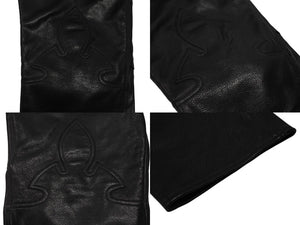 極美品 CHROME HEARTS クロムハーツ フレアニー カーペンター レザーパンツ ブラック シルバー925 ロゴ サイズ30 中古 4b007958