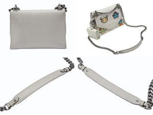 PRADA プラダ ロボット モノクローム チェーンショルダーバッグ 1BD127 サフィアーノレザー アイボリー シルバー金具 良品 中古 4b007961