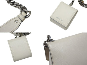 PRADA プラダ ロボット モノクローム チェーンショルダーバッグ 1BD127 サフィアーノレザー アイボリー シルバー金具 良品 中古 4b007961